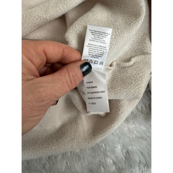 Sol Angeles Smile Sweatshirt Women's Large Beige Red Crop Pullover - Picture 5 of 7